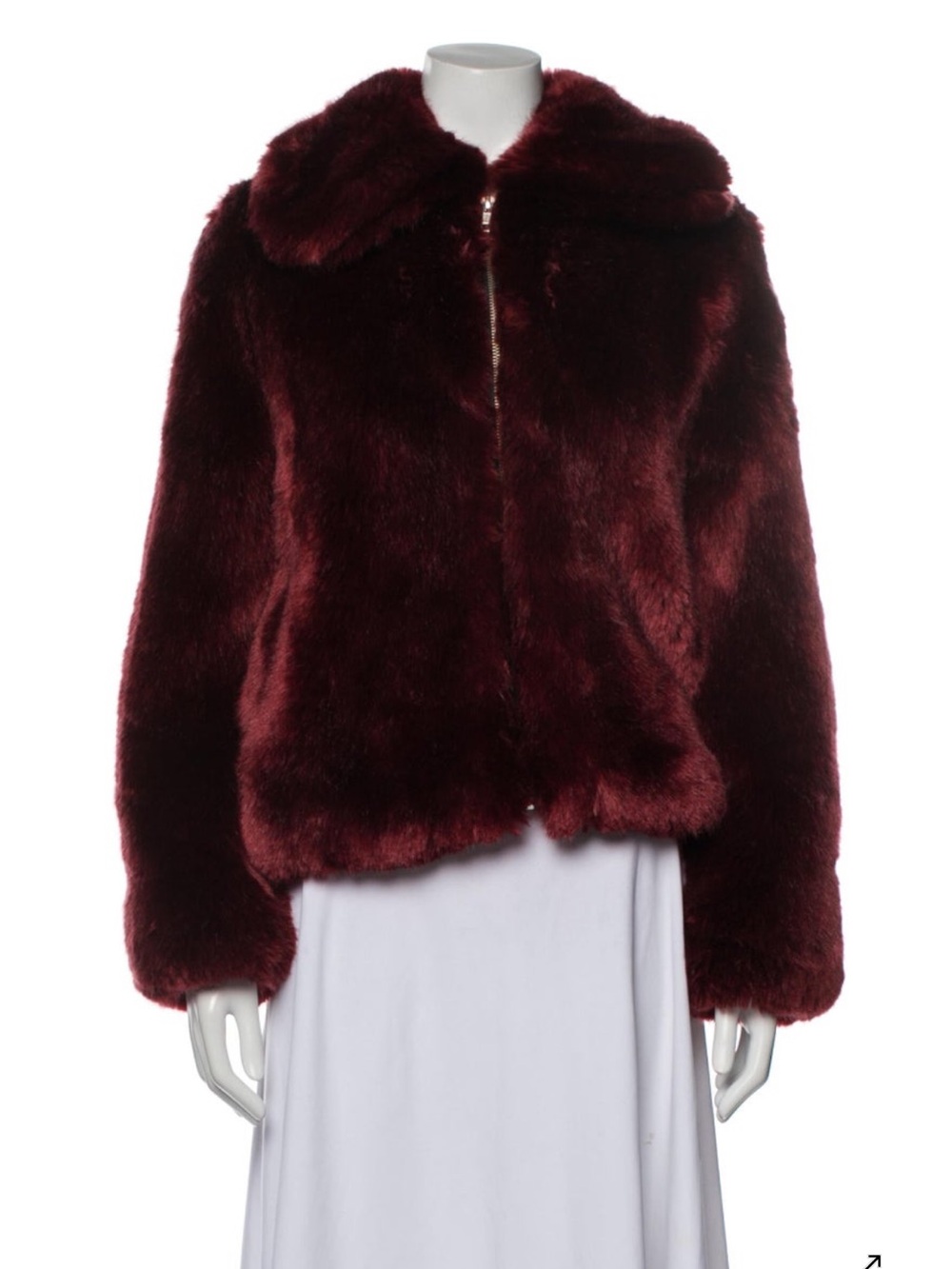 Reformation Plush Faux Fur Jacket in Deep Burgundy